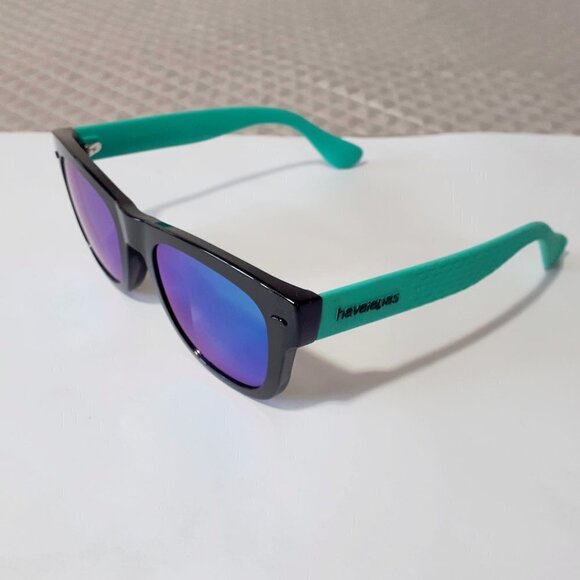 NWOT Havaianas shiny black & matte aqua teal mirrored lens sunglasses - Picture 5 of 6